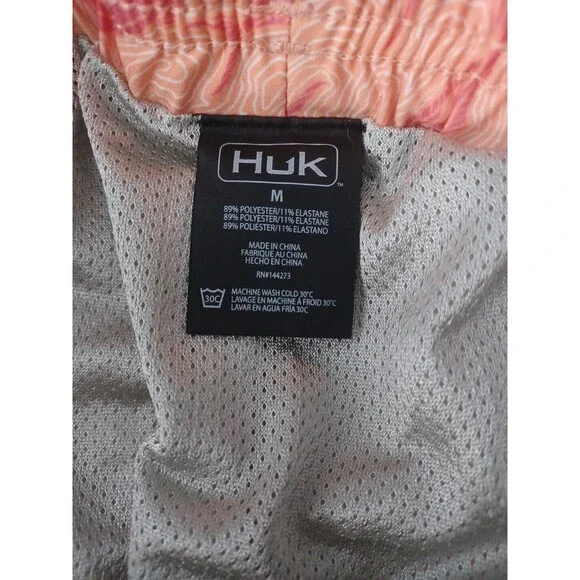 Huk Mens Orange Pursuit Volley Rooster Wake Mesh Liner Swim Trunks Size M - Picture 9 of 10